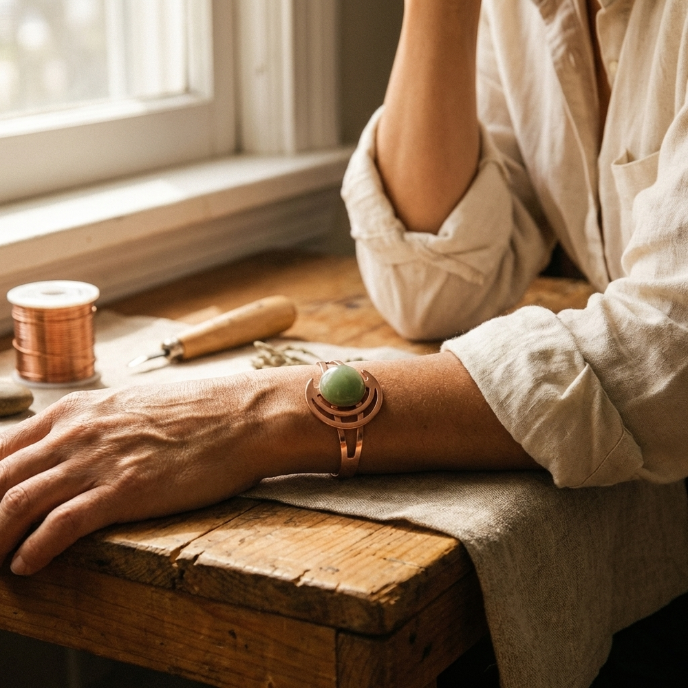 Clara's Sphere Green Copper Bracelet