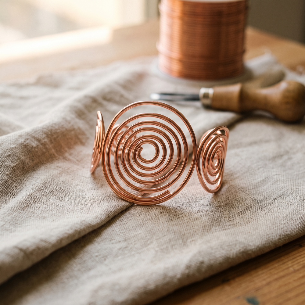 Clara's Spiral Copper Bracelet